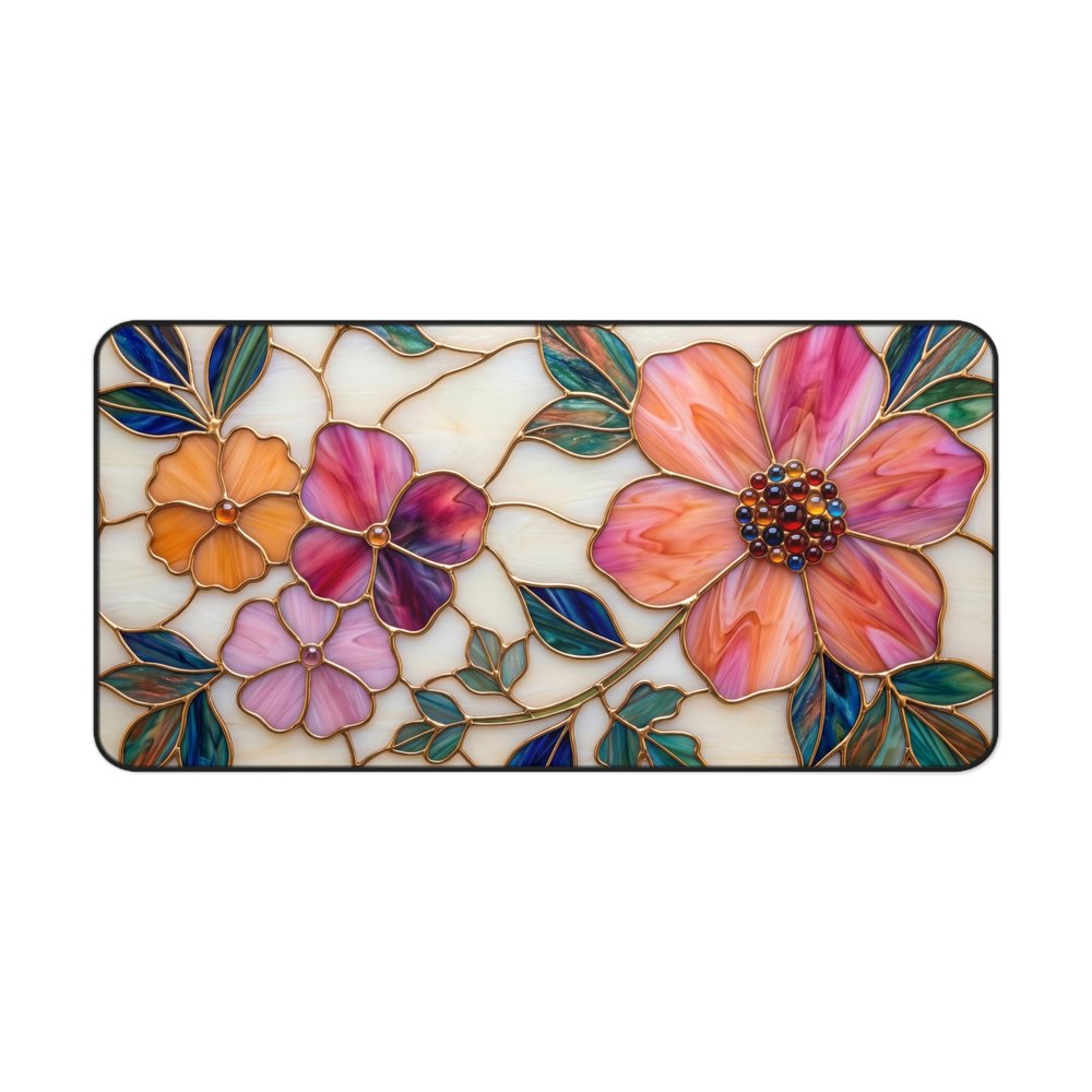 Faux Stained Glass Floral Desk Mat by HOPFGLEN